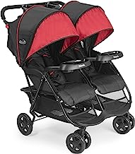 Photo 1 of (damage)Kolcraft Cloud Plus Lightweight Baby and Toddler Double Stroller with Reclining Seats, Child and Parent Trays, Large Storage, Extendable Canopies, Compact Fold - Red/Black
