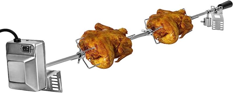 Photo 1 of Stainless Steel Rotisserie Kit with Rotisserie Motor, 45" & 54" Grill, 4 x 1/2'' Hexagon Spit Rod, Compatible with Large BGE, Other 31"- 47" Grill