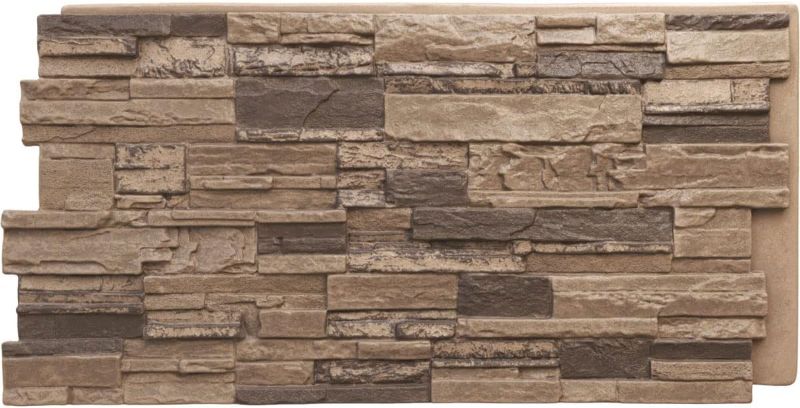 Photo 1 of **ONE PANEL BROKEN**
Millwork 48 5/8"W x 24 3/4"H x 1 1/4"D Cascade Stacked Stone, StoneWall Faux Stone Siding Panel, Smokey Ridge
