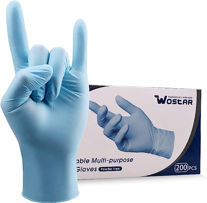 Photo 1 of m-Wostar Nitrile Disposable Gloves Powder & Latex Free 4mil Touch Screen Disposable Non-Sterile Nitrile Exam Gloves
