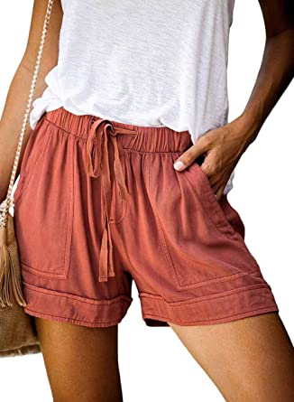 Photo 1 of SIZE L-Wielsscca Womens Drawstring Shorts Summer Elastic Waist Casual Lightweight with Pockets
