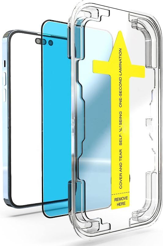 Photo 1 of BUNDLE OF TWO-  iphone 14 pro max screen protector, Compatible with iPhone 14 Plus ? iPhone 14/13 Pro Max Screen Protector 6.7'' with Easy Install Tray - Auto Alignment Kit, Diamond Hardness HD Tempered Glass, 10X Military Grade Shatterproof, Case Friendl