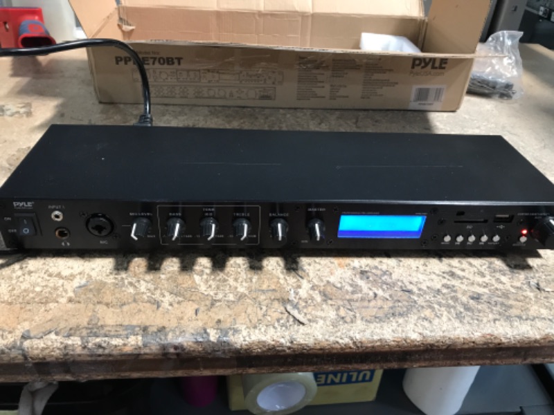 Photo 2 of FUNCTIONAL Pyle Rack Mount Studio Pre-Amplifier - Audio Receiver System w/ Digital LCD Display Bluetooth FM Radio Recording Mode Remote Control USB Flash or SD Card Reader Input and Output Jack - PPRE70BT