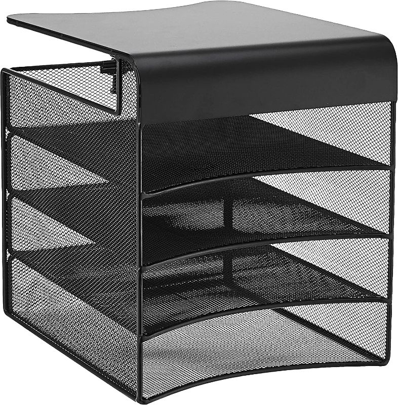 Photo 1 of Safco Products Onyx Mesh 4-Tray Underdesk Space Saving Desktop Hanging Organizer, Durable Steel Mesh Construction, 20lb Capacity, Black Powder Coat Finish,...
