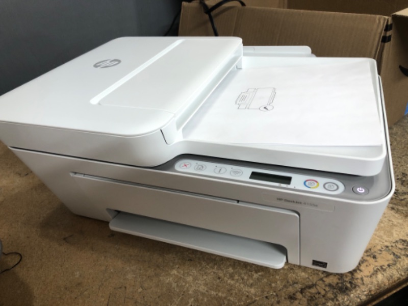 Photo 5 of HP DeskJet 4155e Wireless Color All-in-One Printer with bonus 6 months Instant Ink (26Q90A), white
