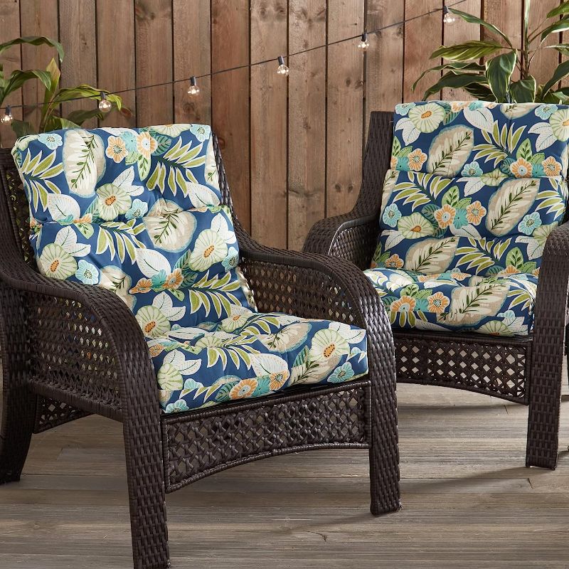 Photo 1 of **One Cushion** South Pine Porch Marlow Blue Floral High Back Chair Cushion,
