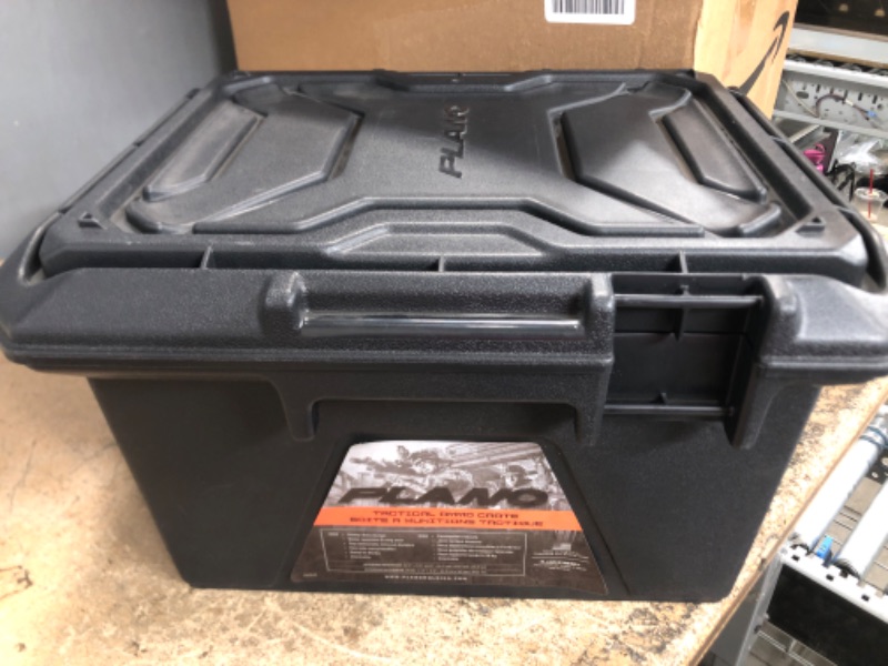 Photo 1 of **MISSING CLIP ON BOX** Plano Ammo Crate, Black, Lockable Plastic Ammunition Storage Box, Water-Resistant Protection with Interlocking Foam and Removable Dividers