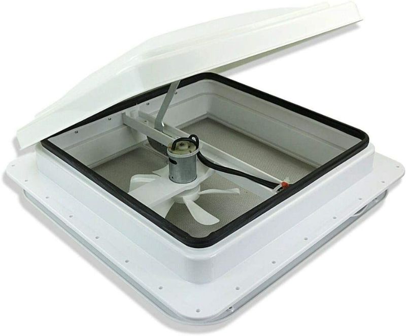 Photo 1 of 14" RV Trailer Roof Vent Complete 12 Volt Fan w/White lid and Interior Garnish
