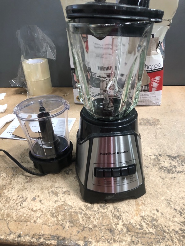 Photo 1 of Hamilton Beach Power Elite Wave Action Blender-for Shakes and Smoothies, Puree, Crush Ice, 40 Oz Glass Jar, 12 Functions, Stainless Steel Ice Sabre-Blades, Black (58148A)
