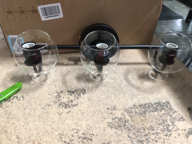 Photo 1 of Bathroom Vanity Light, 3 Light Modern Vanity Lighting with Glass, Industrial Black Wall Mounted Light XB-W1256-3-MB
