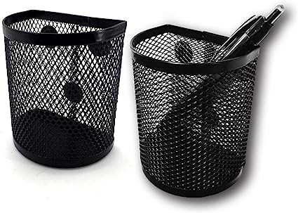 Photo 1 of Magnetic Pen Pencil Mesh Metal Basket Holder Container Storage Organizer for Kitchen Refrigerator Fridge Whiteboard Dry Erase File Cabinet Locker (Black)(Set of 4)
