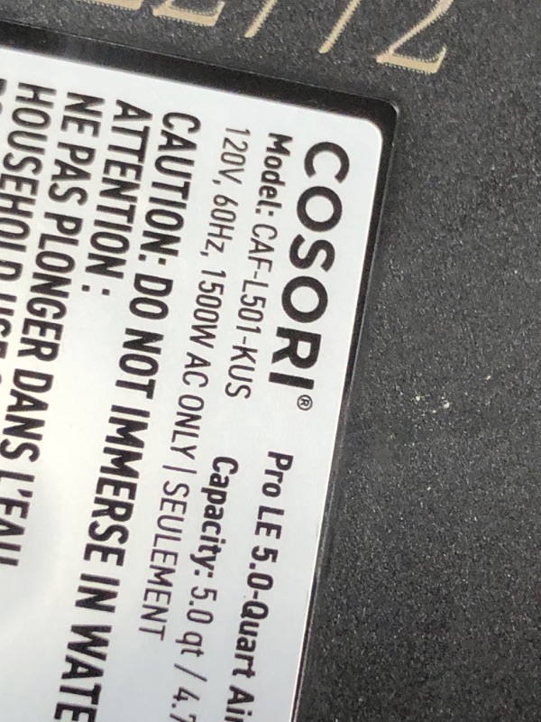 Photo 1 of COSORI Air Fryer, 5 QT, 9-in-1 Airfryer Compact Oilless Small Oven, Dishwasher-Safe, 450? freidora de aire, 30 Exclusive Recipes, Tempered Glass Display, Nonstick Basket, Quiet, Fit for 1-4 People