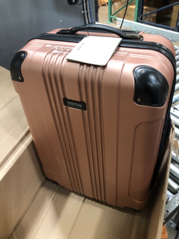 Photo 2 of KENNETH COLE Out Of Bounds Lightweight Durable Hardshell 4-Wheel Spinner Cabin Size Travel Suitcase, Rose Gold, 24-Inch Checked 24-Inch Checked Rose Gold