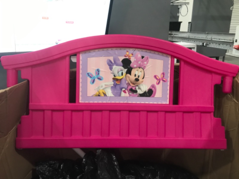 Photo 4 of **USED**
Minnie Mouse 2-Piece Toddler Bedroom Set by Delta Children - Includes Toddler Bed and Deluxe Toy Box, Pink