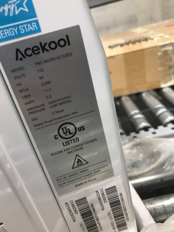 Photo 6 of ( LIKE NEW ) Acekool 6000 BTU Smart Air Conditioner Window Unit, 110-115V Window AC Unit with Remote/App Control and Dehumidify Function, Energy Savings, Quiet Operation, Cools 250 Sq.ft