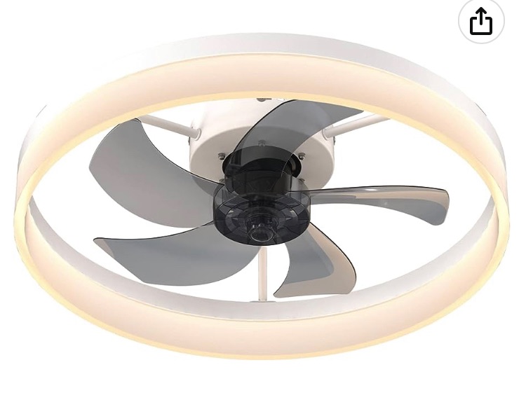 Photo 1 of Ceviept 19.7" Ceiling Fans with Lights Dimmable LED Reversible Blades Timing with Remote Control 5 Invisible Blades Flush Mount Low Profile Modern Ceiling Fan-White