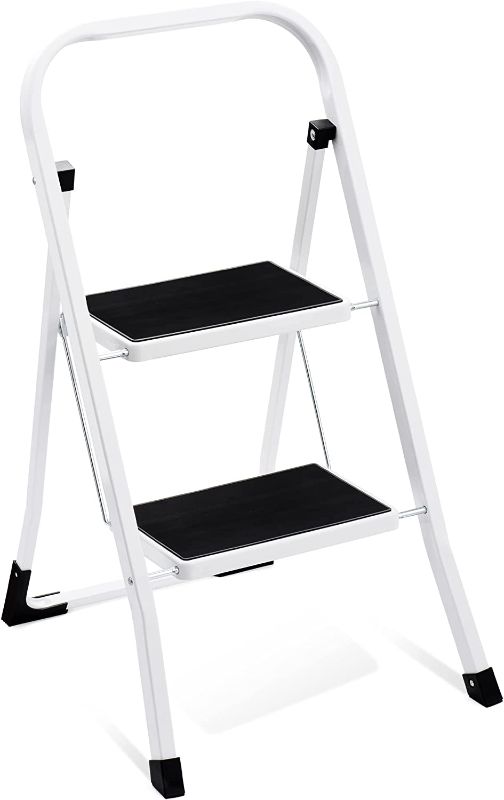 Photo 1 of 2 Step Ladder Step Stool, Sturdy Step Stools for Adults with Wide Anti-Slip Pedal, Portable Folding Step Stool with Handle, Lightweight Steel Step Ladder,...
