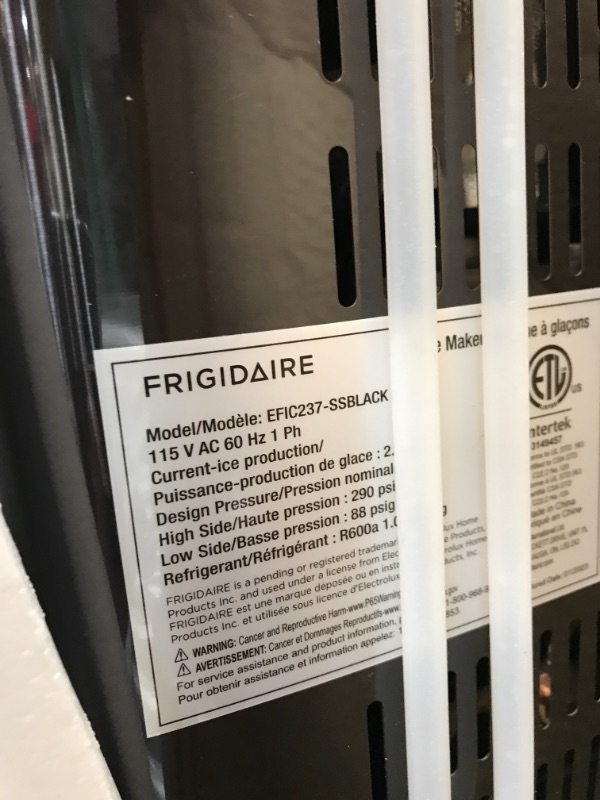 Photo 3 of **PARTS ONLY, NON-FUNCTIONAL** Frigidaire EFIC237 Countertop Crunchy Chewable Nugget Ice Maker, Black Stainless