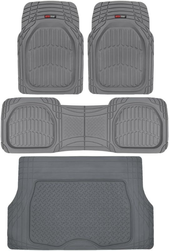 Photo 1 of Motor Trend 4pc Gray Car Floor Mats Set Rubber Tortoise Liners w/ Cargo for Auto SUV Trucks
