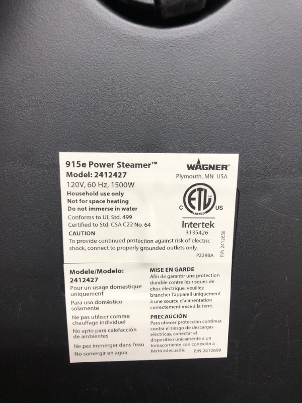 Photo 7 of *** USED *** ** TESTED POWERED ON ** Wagner Spraytech 0282014 915e On-Demand Steam Cleaner & Wallpaper Removal, Multipurpose Power Steamer, 18 Attachments Included (Some Pieces Included in Storage Compartment) 915 Steam