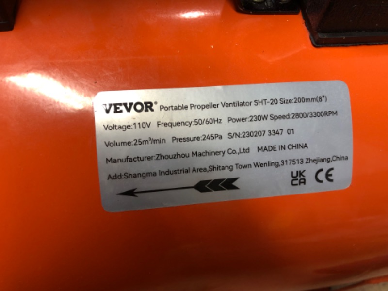 Photo 4 of *** USED TESTED POWERED ON *** VEVOR 12 Inch(5m) Extractor Fan Blower Portable 5m High Rotation Exhaust