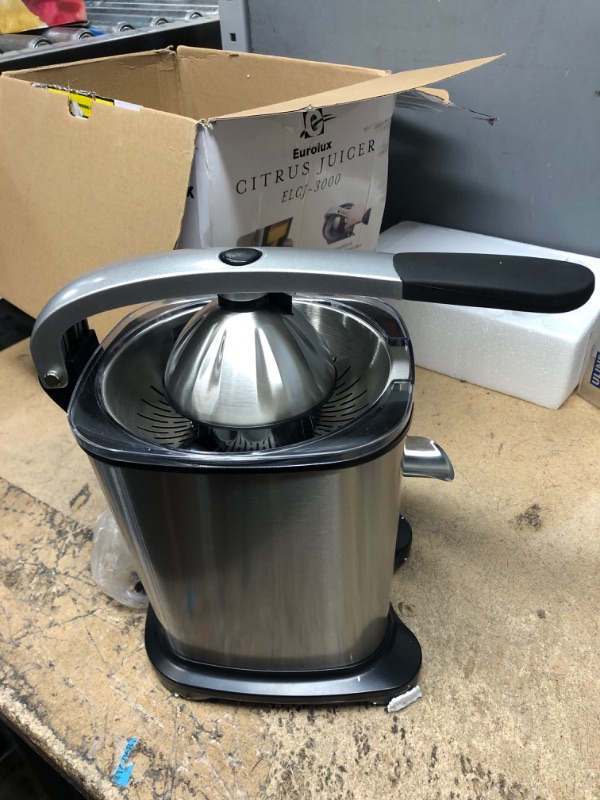 Photo 2 of *** USED *** Eurolux Electric Citrus Juicer Power Pro - ELCJ-3000 - With 300 Watts Of Power, This is the most Powerful Juicer, for an Easy Smooth Juicing Experience | With Its New Updated Design (Brushed Stainless Steel) ELCJ-3000S