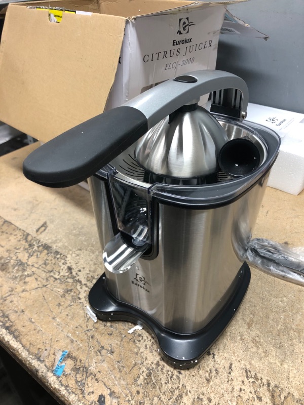 Photo 3 of *** USED *** Eurolux Electric Citrus Juicer Power Pro - ELCJ-3000 - With 300 Watts Of Power, This is the most Powerful Juicer, for an Easy Smooth Juicing Experience | With Its New Updated Design (Brushed Stainless Steel) ELCJ-3000S