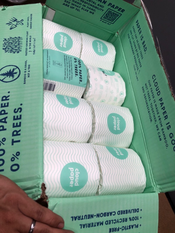 Photo 3 of *** NEW OPENED TO INSPECT PRODUCT *** Cloud Paper Bamboo Toilet Paper - 24 Rolls of Environmentally-Friendly Toilet Paper, 3-ply, 350 sheets per roll - Soft and Strong, FSC-Certified, Elementally Chlorine-Free, Plastic-Free, Vegan