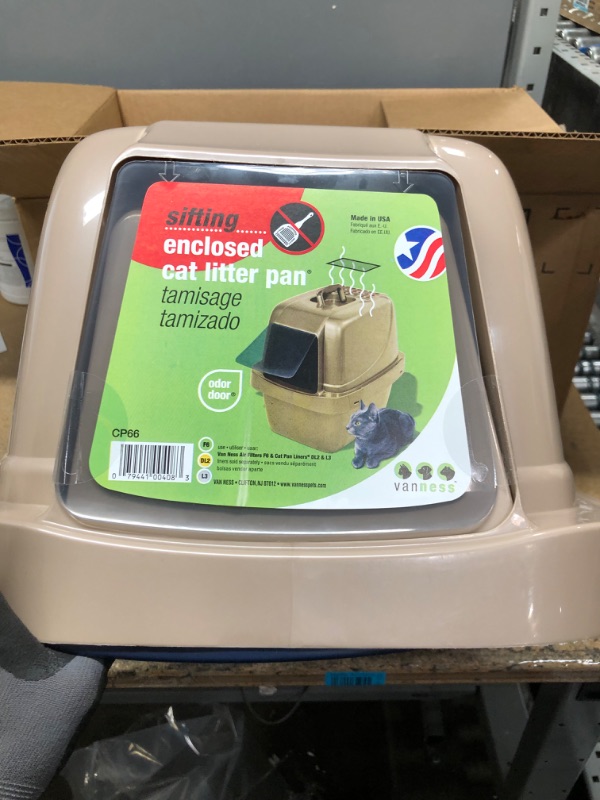 Photo 2 of *** NEW *** Van Ness Pets Odor Control Large Enclosed Sifting Cat Pan with Odor Door, Hooded, Beige, CP66