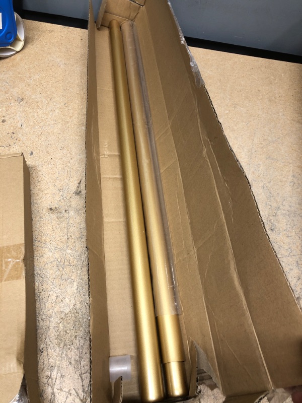 Photo 2 of 2 Pack Gold Curtain Rods for Windows 28 to 48 Inch(2.3-4ft),1 Inch Diameter Heavy Duty Curtain Rods,Cylindrical End Cap Curtain Rod,Modern Adjustable Drapery Rods,Window Curtains Rod 28-48",Gold 28-48"&2 pack Gold