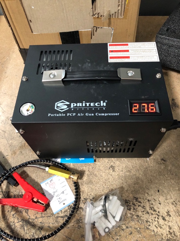 Photo 2 of Portable pcp air compressor 4500psi 300bar 12v DC or 110v AC with power supply,oil&water free,high pressure PCP Compressor Pump for Air Gun and Paintball/Scuba Tank
****unknown if missing parts*****
