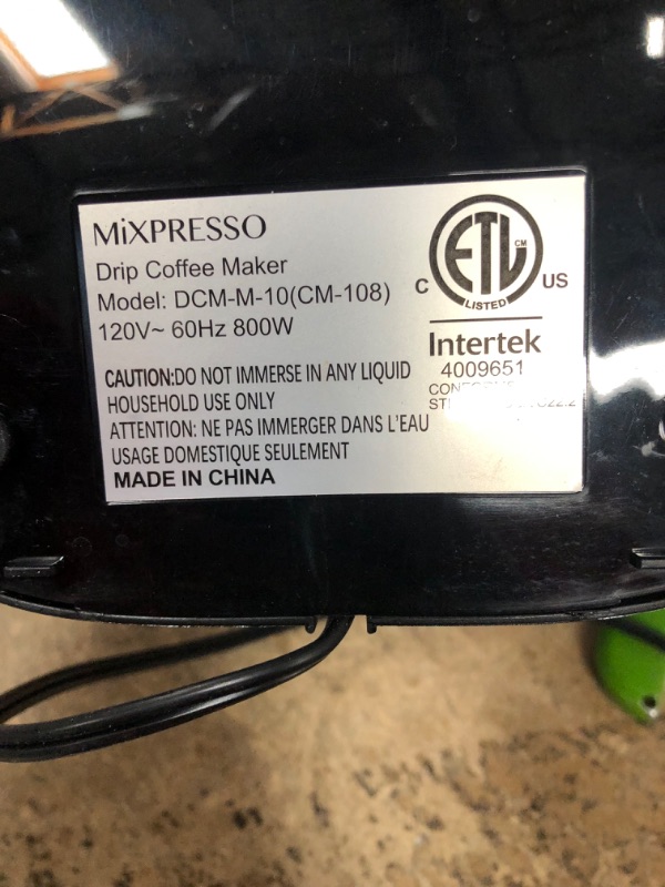 Photo 1 of Mixpresso 8-Cup Drip Coffee Maker Programmable, Coffee Pot Machine Including Reusable And Removable Coffee Filter, Black Electric Coffee Maker
