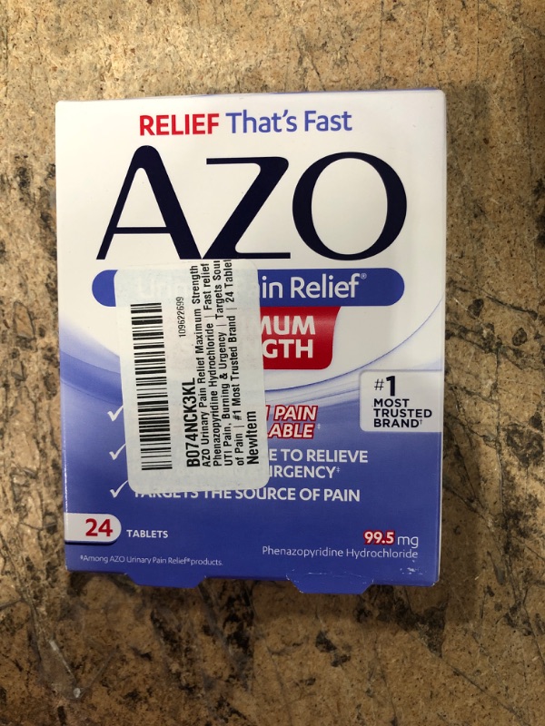 Photo 2 of AZO Urinary Pain Relief Maximum Strength Phenazopyridine Hydrochloride Fast relief of UTI Pain