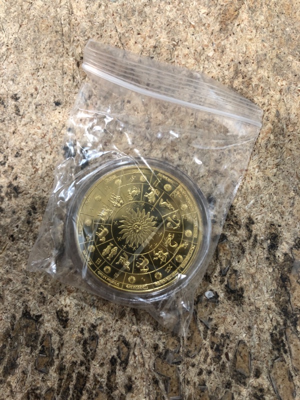 Photo 2 of 12 Constellation Challenge Coin Gold-Plated Lucky Coin, Birthday Present Gift for Him or Her (Taurus) pack of 2