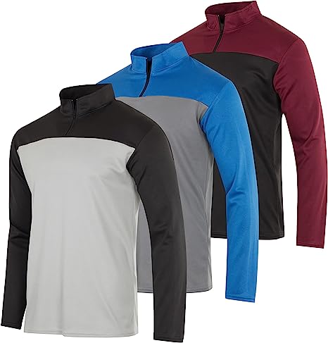 Photo 2 of 3 Pack: Men's Mesh Long Sleeve Athletic Quarter Zip Pullover - Outdoor Fishing Performance (Available in Big & Tall) size Xlarge 
