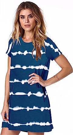 Photo 1 of Alaster Women’s Casual Summer T Shirt Dress Loose Short Sleeve Tunic Dress with Pocket for Women
small