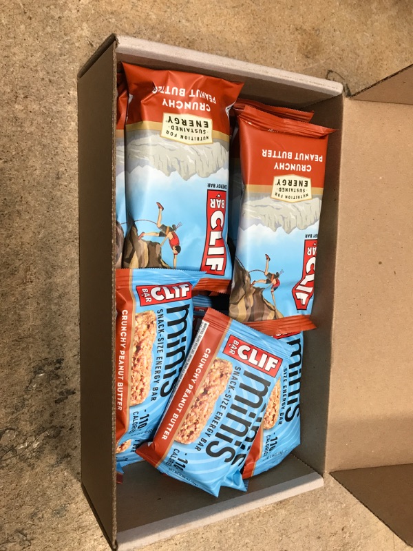 Photo 2 of Clif Bar - Crunchy Peanut Butter Pack - 10 Full Size and 10 Mini Energy Bars - Made with Organic Oats - Plant Based - Vegetarian - Kosher (2.4oz and 0.99oz Protein Bars, 20 Count) Amazon Exclusive