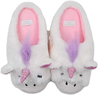 Photo 1 of Unicorn Plush Slippers | Indoor Outdoor Sneakers | Cozy Plush Shoes Woman Slippers | Cute Fluffy Girls Slippers  2 PAIRS
