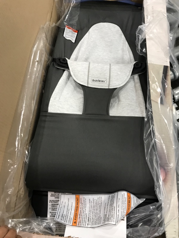 Photo 1 of BabyBjörn Bouncer Balance Soft, Cotton/Jersey, Dark Gray/Gray (005084US) Cotton/Jersey Dark Grey/Grey