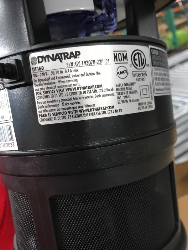 Photo 4 of **SEE NOTES**
DynaTrap DT160SR Mosquito & Flying Insect Trap – Kills Mosquitoes, Flies, Wasps, Gnats, & Other Flying Insects – Protects up to 1/4 Acre Black