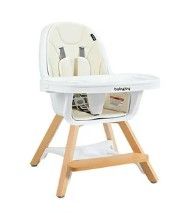 Photo 1 of  Stock Photo is Incorrect***Convertible Wooden Baby High Chair with Tray Adjustable Legs Cushion Beige