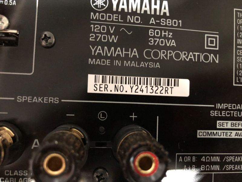 Photo 5 of ***UNTESTED - SEE NOTES***
YAMAHA A-S801BL Natural Sound Integrated Stereo Amplifier (Black) A-S801 Black