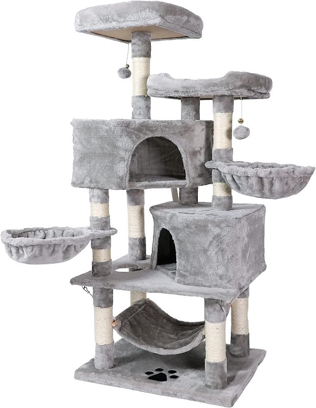 Photo 1 of 
NEGTTE Cat Tree for Indoor Cats- Multi-Level Cat Tree for Big Cats -Cat Condo Big - Cat Climbing Tower-Pet Play House
Color:Light grey
