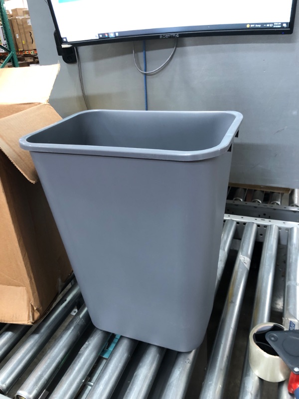 Photo 1 of AmazonCommercial 10 Gallon Commercial Office Wastebasket, Grey, 1-Pack GREY 10 GALLON 1 pack