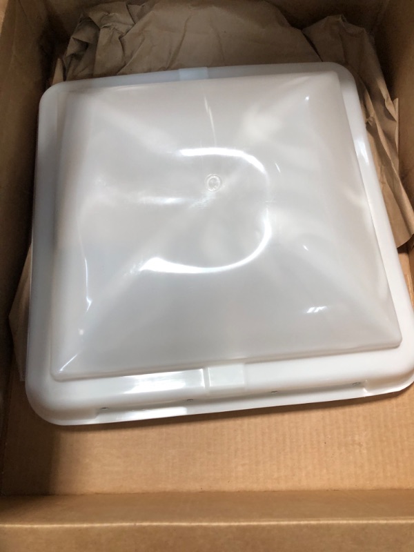 Photo 2 of Ventline/Dex BV0554-01 Vent Cover 14" x 14" for Old Style Round Dome RV Roof Vents - White, Standard