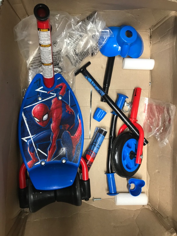 Photo 1 of **LOOSE HARDWARE**Huffy Marvel Spider-Man 3-2-Grow Convertible Preschool Scooter, Blue

