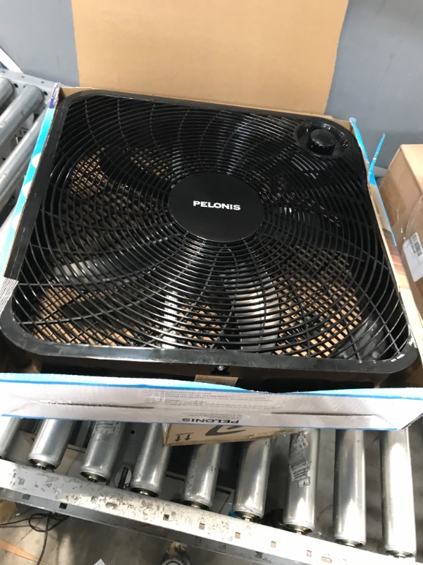 Photo 2 of *NEEDS REPAIR*
PELONIS 3-Speed Box Fan For Full-Force Circulation With Air Conditioner, Upgrade Floor Fan, Black 20" Box Fan Black