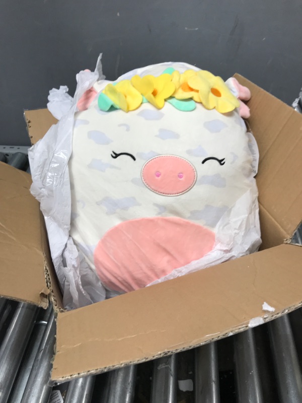 Photo 2 of Squishmallows 16-Inch Rosie Spotted Pig with Yellow Flower Crown - Large Ultrasoft Official Kelly Toy Plush