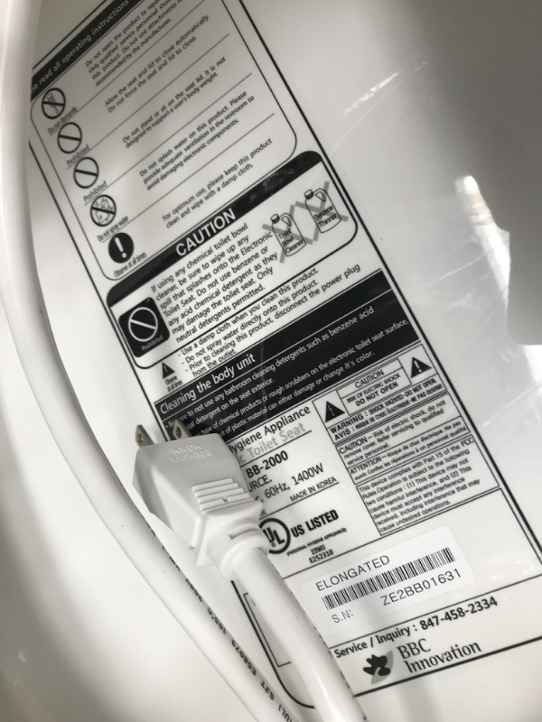 Photo 4 of (LIKE NEW) Bio Bidet Bliss BB2000 Elongated White Smart Toilet Seat, Premier Class, Unlimited Warm Water, Vortex Wash, Bidet Seat w/Remote Control & BB-1000W Supreme Elongated Bidet Toilet Seat, White