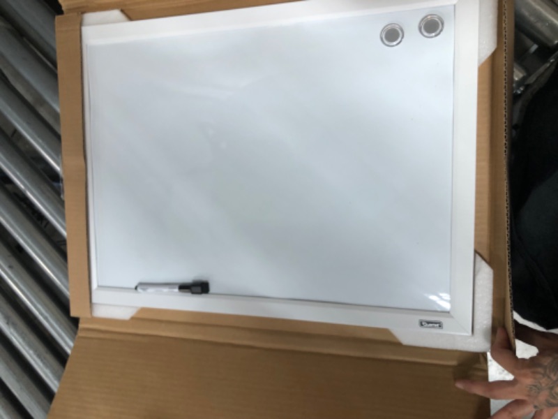 Photo 3 of Excello Global Products White Wooden Magnetic Dry Erase Whiteboard, 17"x23"